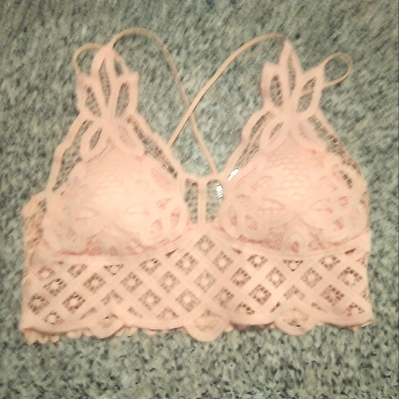 Tops - Pink Bralette  Crochet Crop Top
